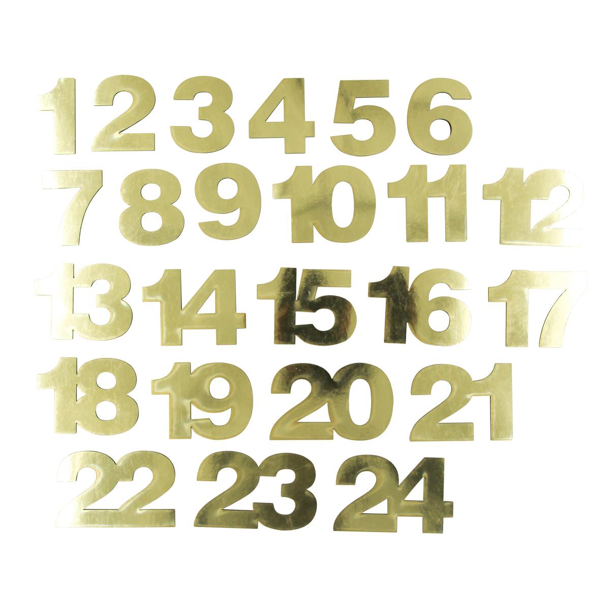 Sticker 3D chiffres de l'Avent, doré, 5 cm x 24 pcs