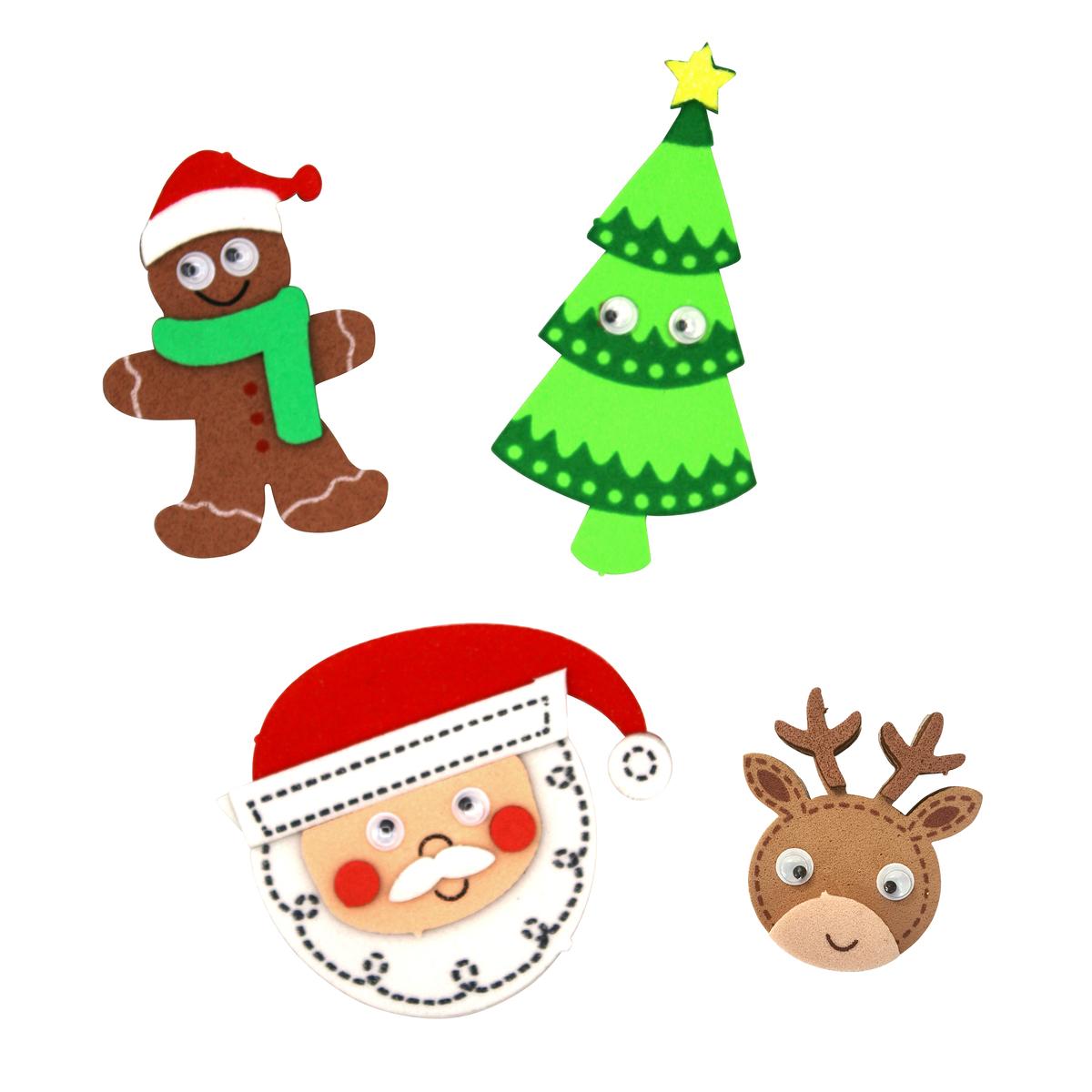 Stickers personnages de Noël mousse, 3,2 x 3,8 à 7,1 x 3,6 cm x 12pcs