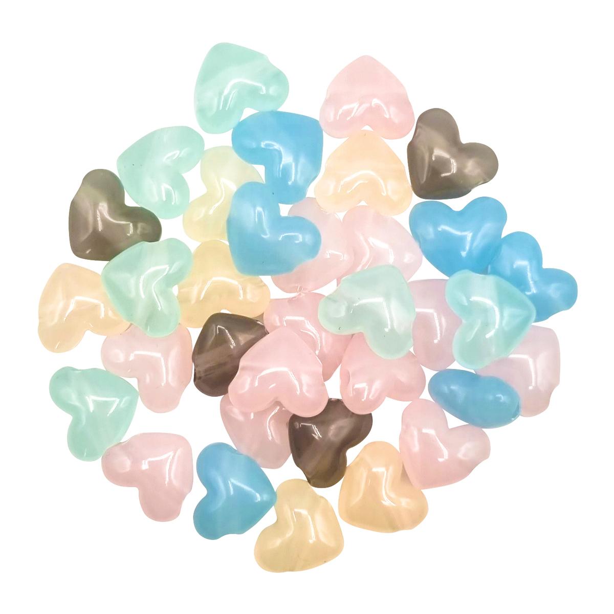 Perles cœur, acrylique, pastel, 1,7 cm x 40 g