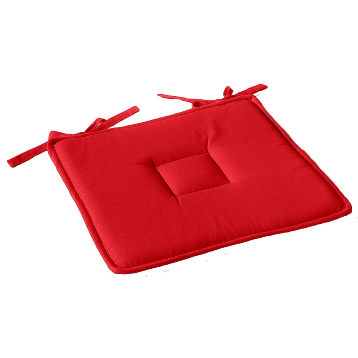 Galette de chaise à rabats - 50 % Polyester - 50 % Coton - 40 x 40 cm - Rouge