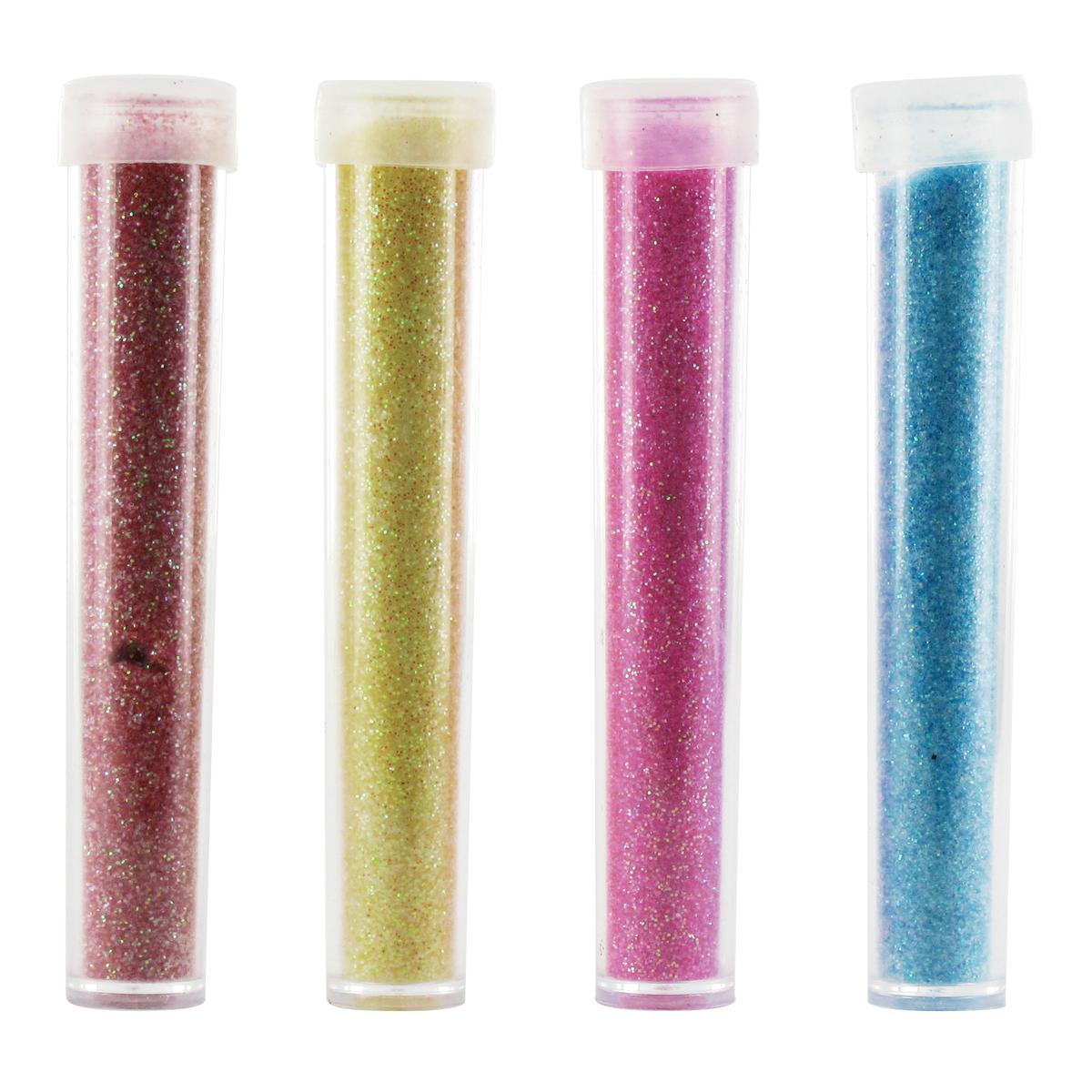 Paillettes diamantines tube couleurs assorties 3,5 g x 4 pcs