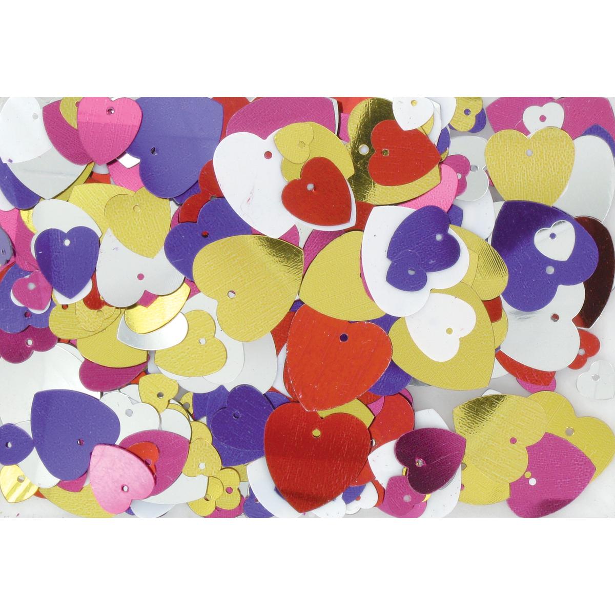 Sequins cœurs couleurs assorties 0,5 à 3 cm x 50 g