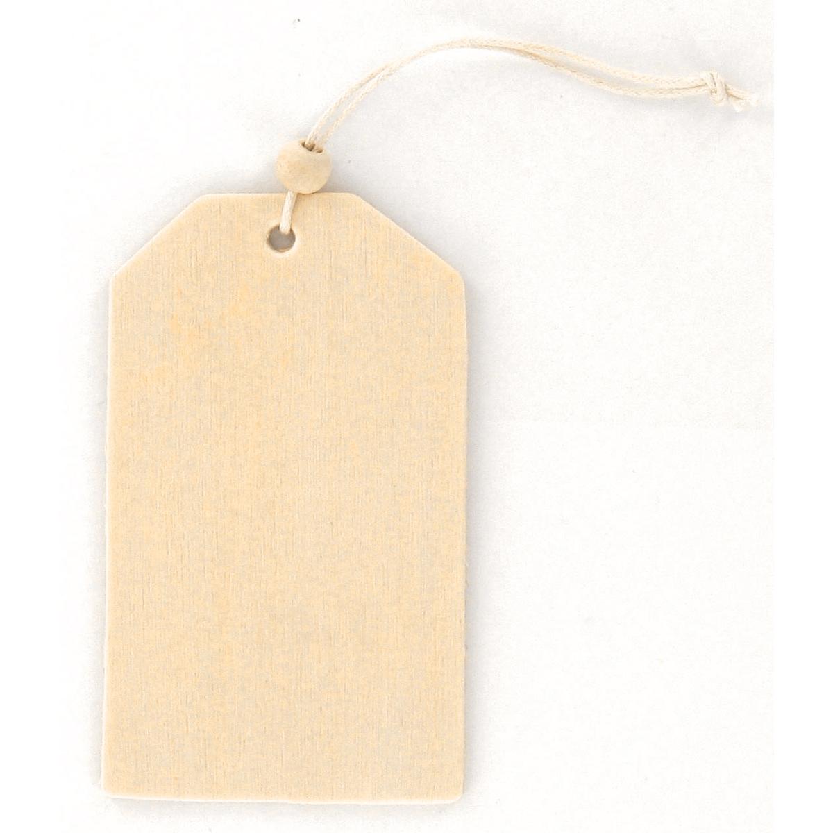 Tags bois rectangle 8,5 x 5 cm x 6 pcs