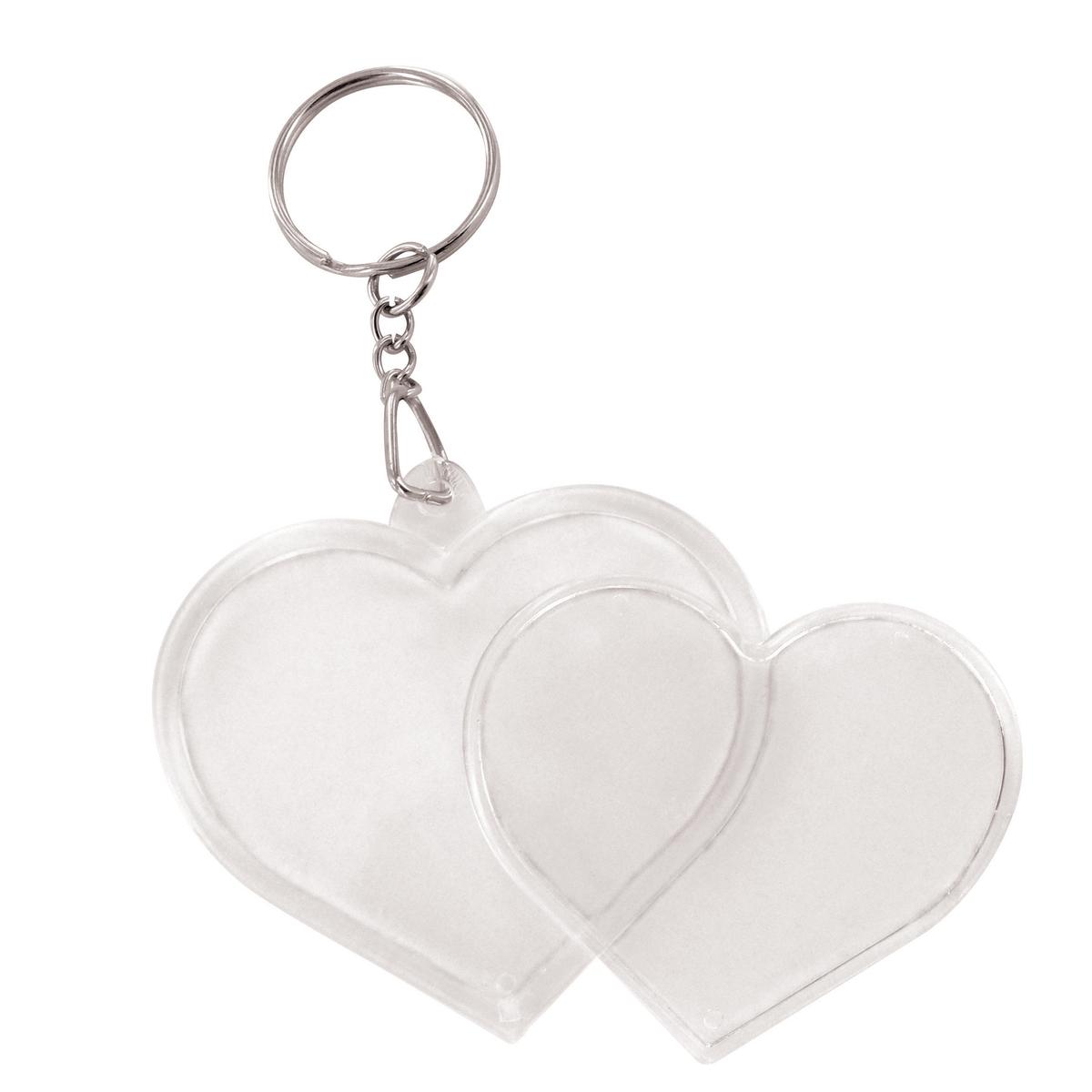 Porte-clés cœur plexy 4,8 cm x 2 pcs