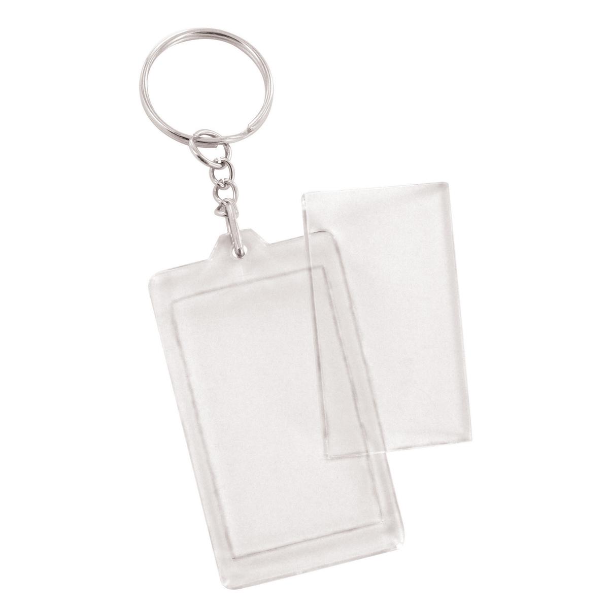 Porte-clés rectangle plexy 4 x 5,5 cm x 2 pcs