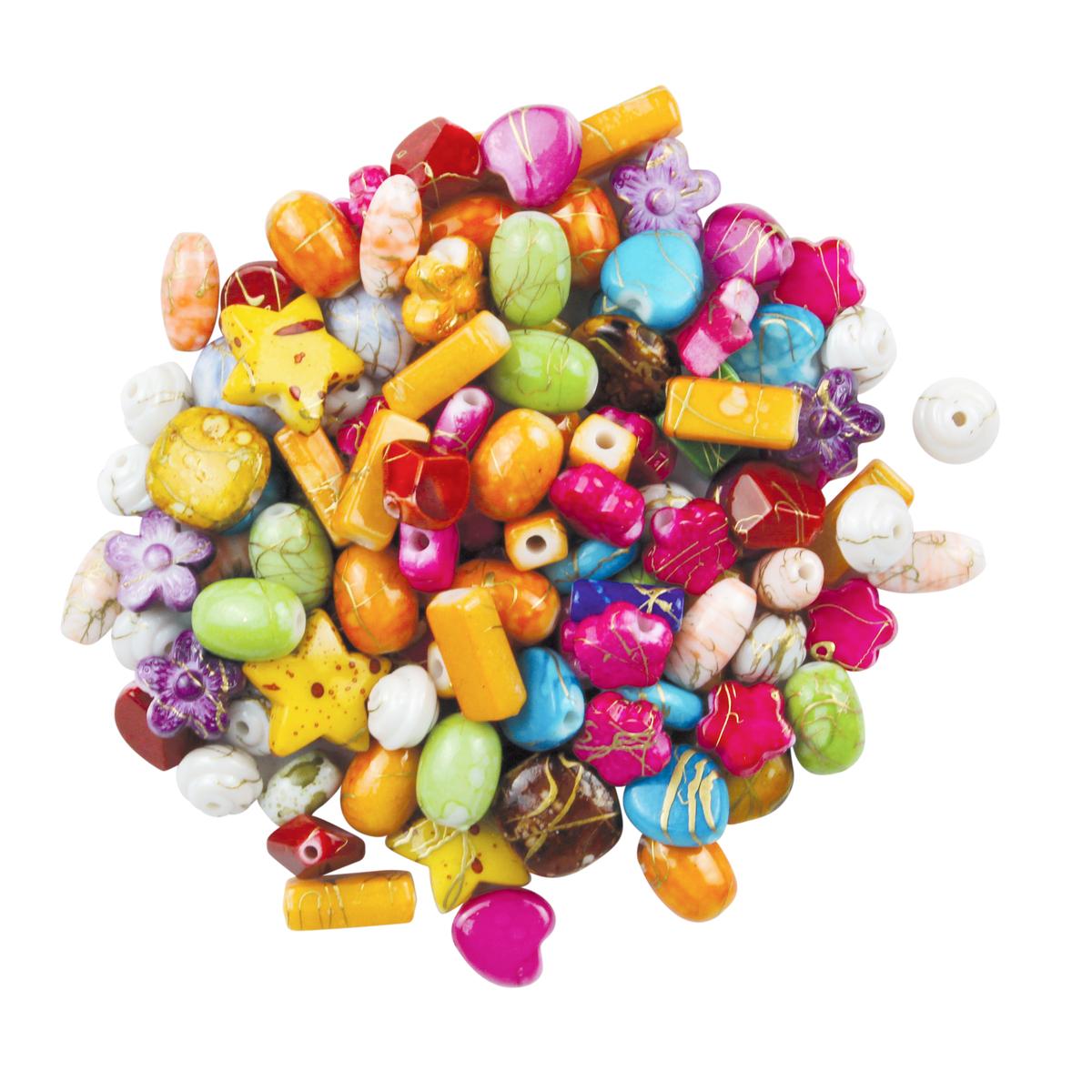 Perles acrylique opaques assorties 0,7 à 1,7 cm x 40 g