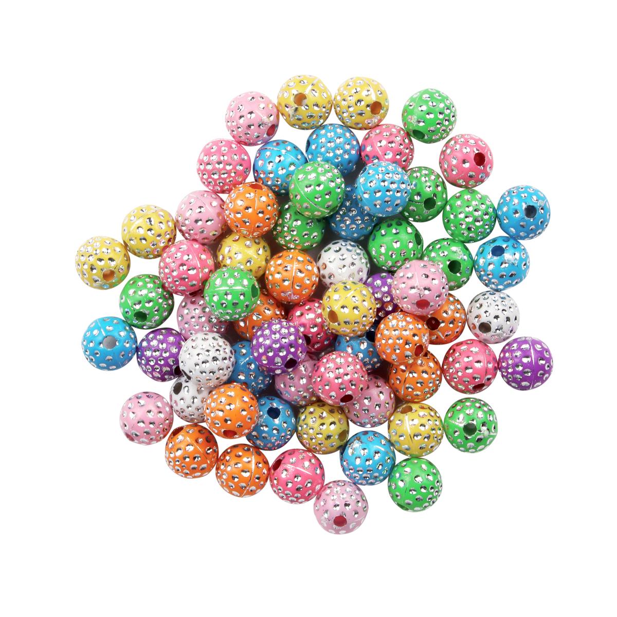 Perles acrylique bayadères rondes 1 cm x 35 g