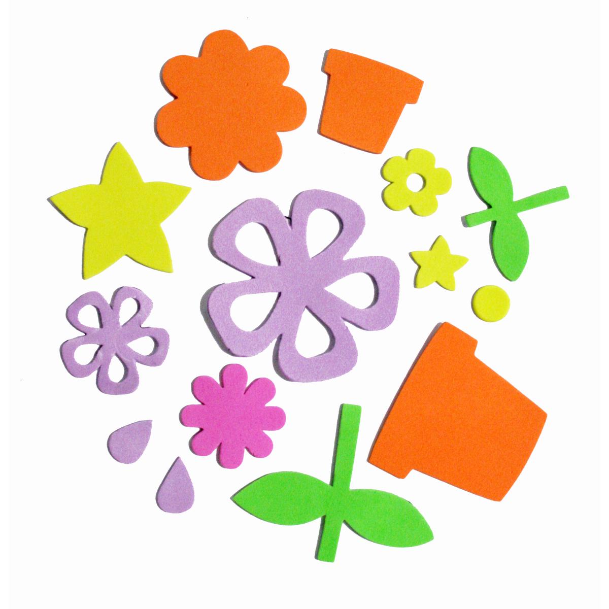 Stickers fleurs caoutchouc mousse, 2 à 7 cm x 60 pcs