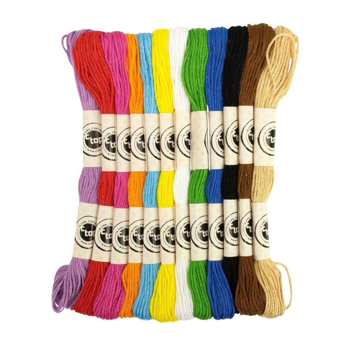 Echeveaux de coton couleurs vives 8 m x 12 pcs