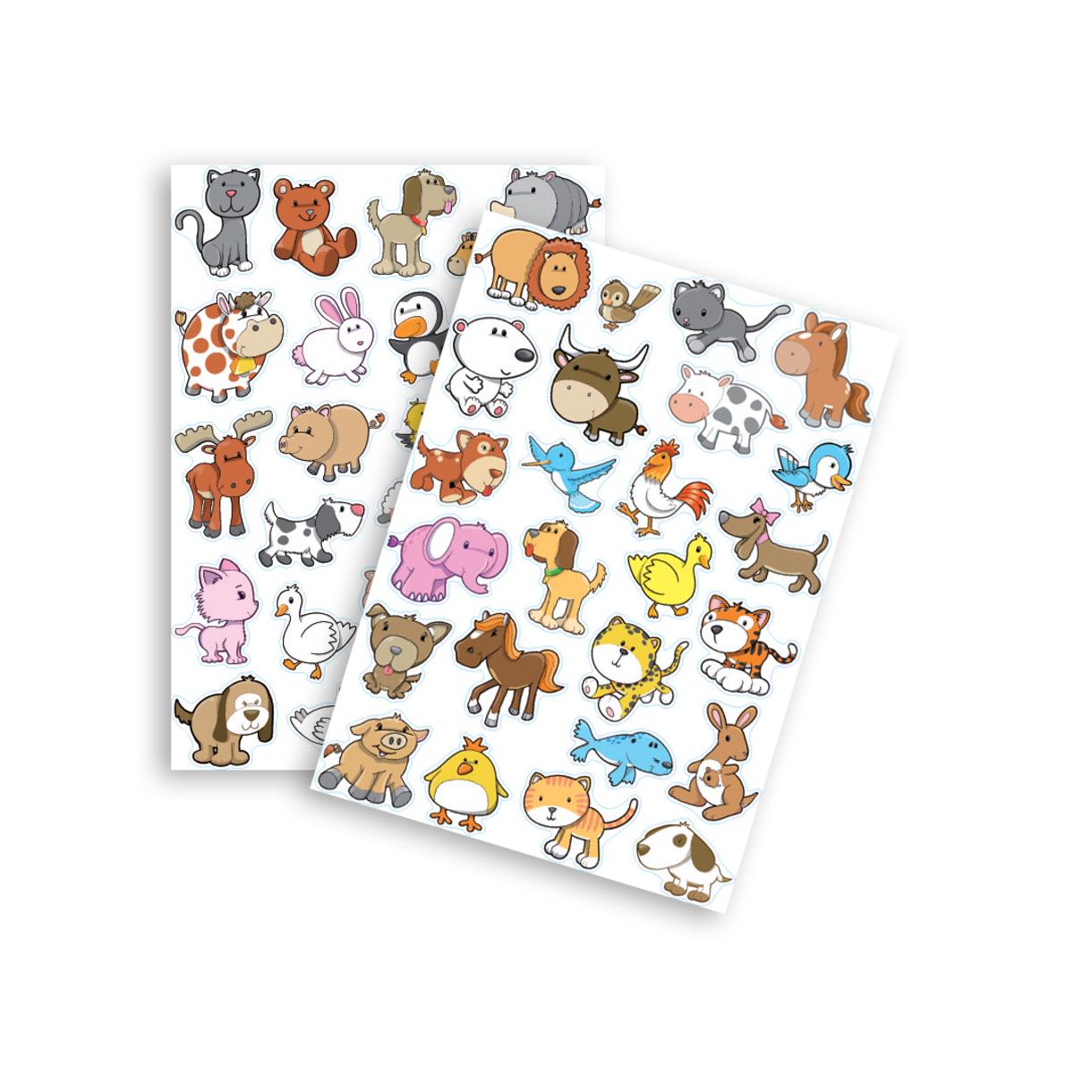 Gommettes animaux rigolos 1, 1,5 à 5 cm x 50 pcs