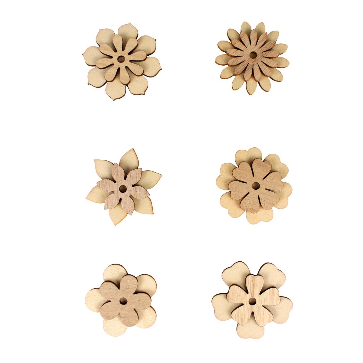 Stickers bois fleurs avec pastille adhésive 5 x 4 cm x 6 pcs