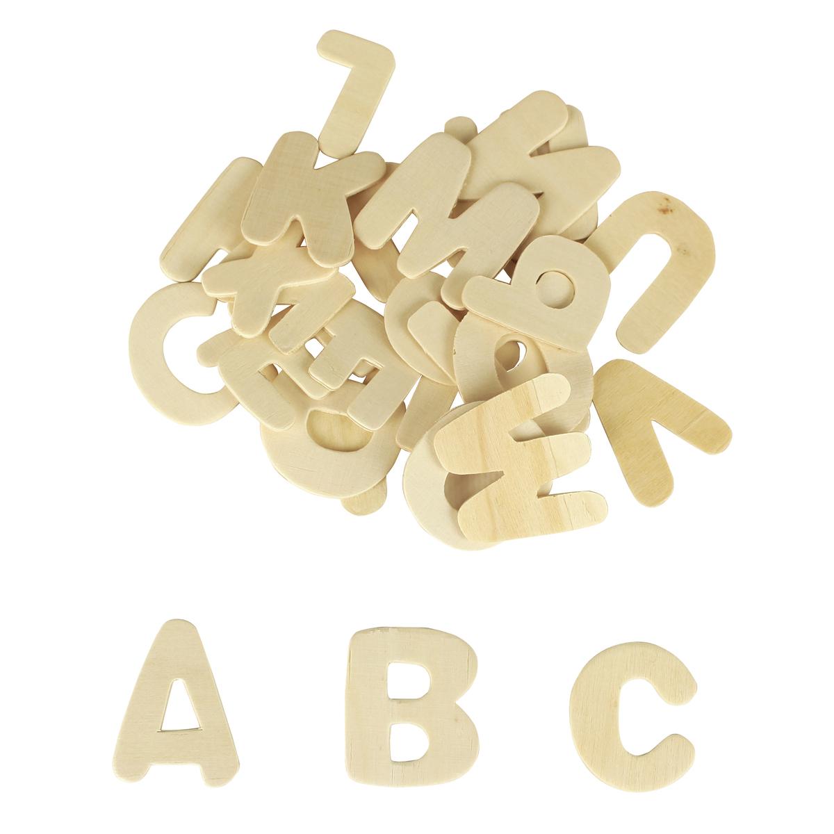 Lettres alphabet bois 3 à 4 cm épaisseur 0,2 cm x 26 pcs