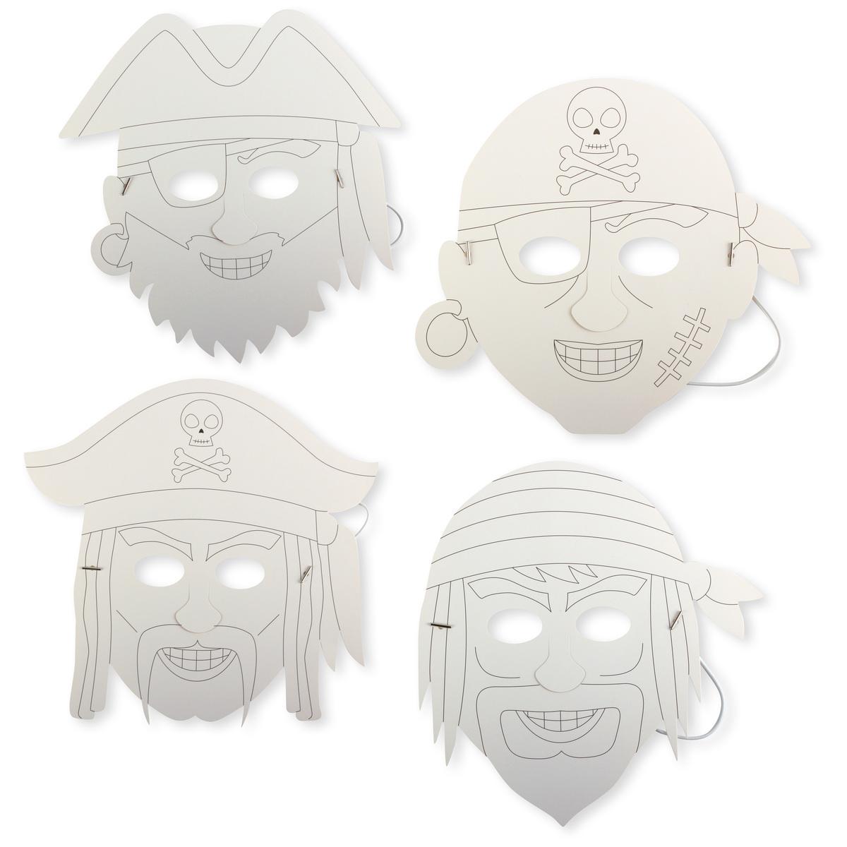 Masques pirates en carte forte prédessinée 25 x 28 cm x 4 pcs