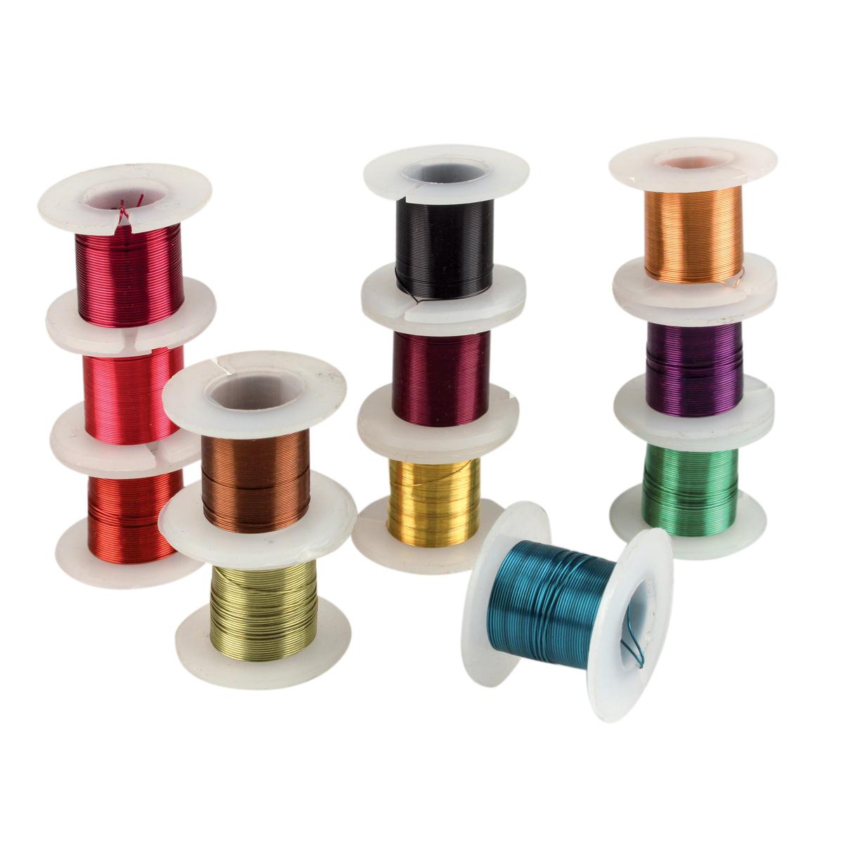 Bobines de fil métal couleurs assorties 0,4 mm x 3 m x12