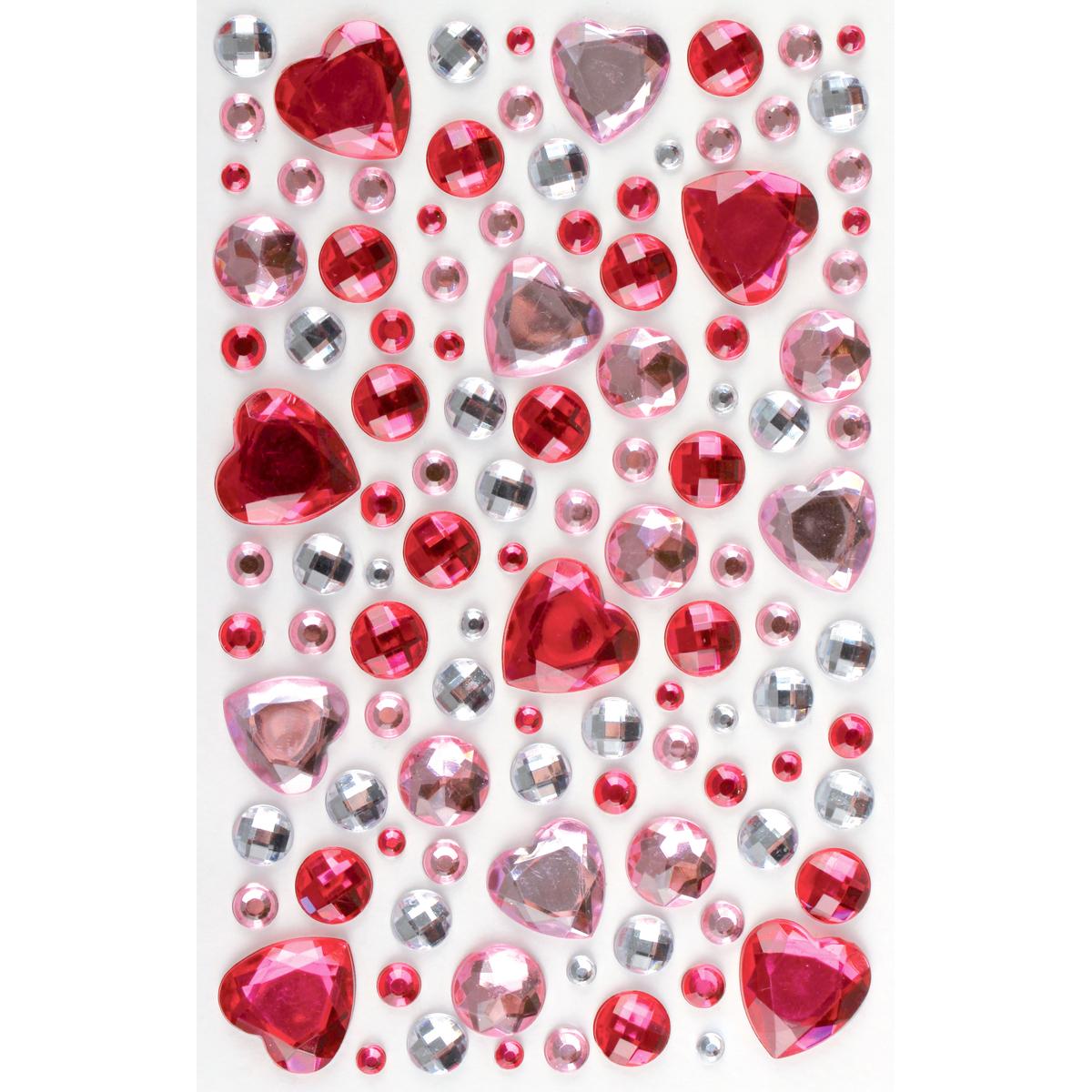 Stickers strass cristal cœurs, 0,4 à 1,7 cm x 109 pcs