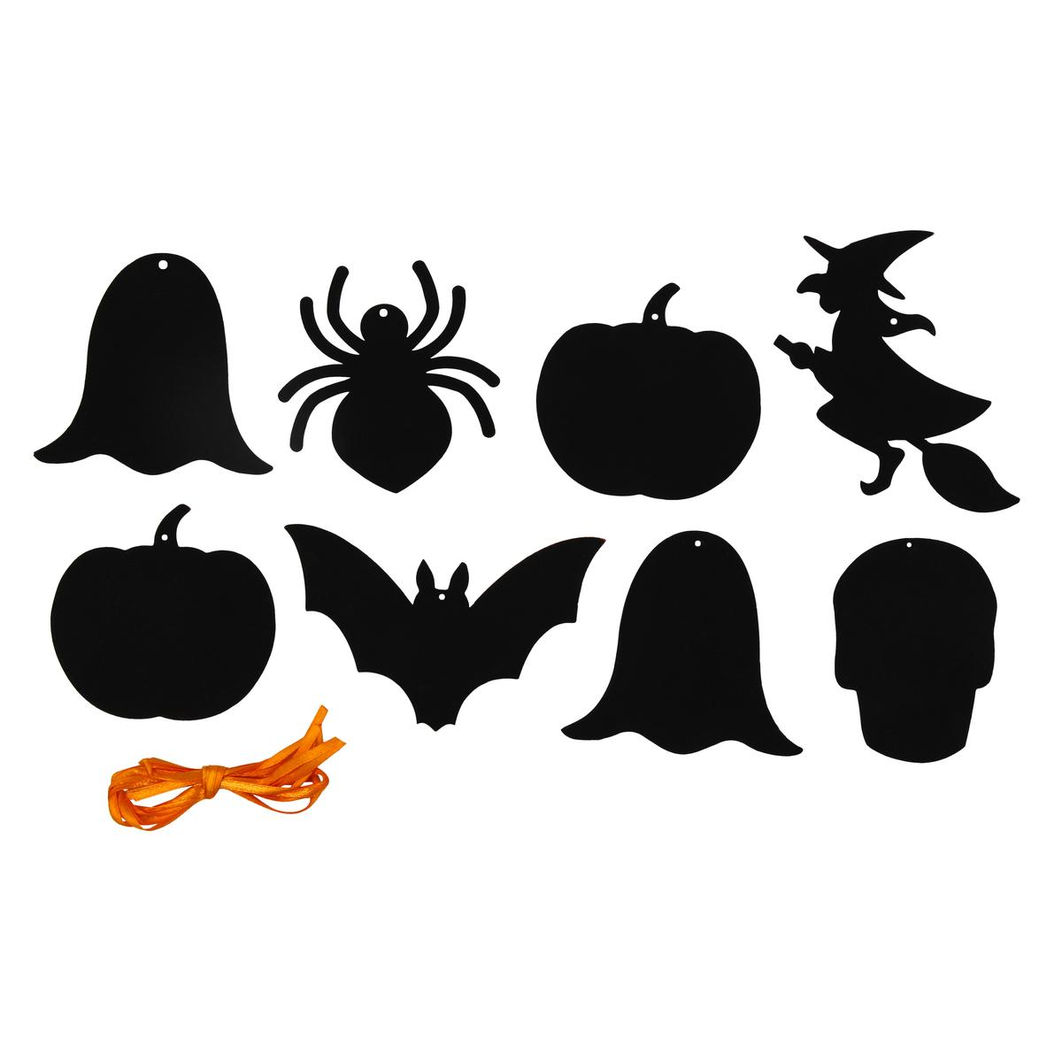 Kit formes Halloween à gratter 8 à 10 cm x 8 pcs