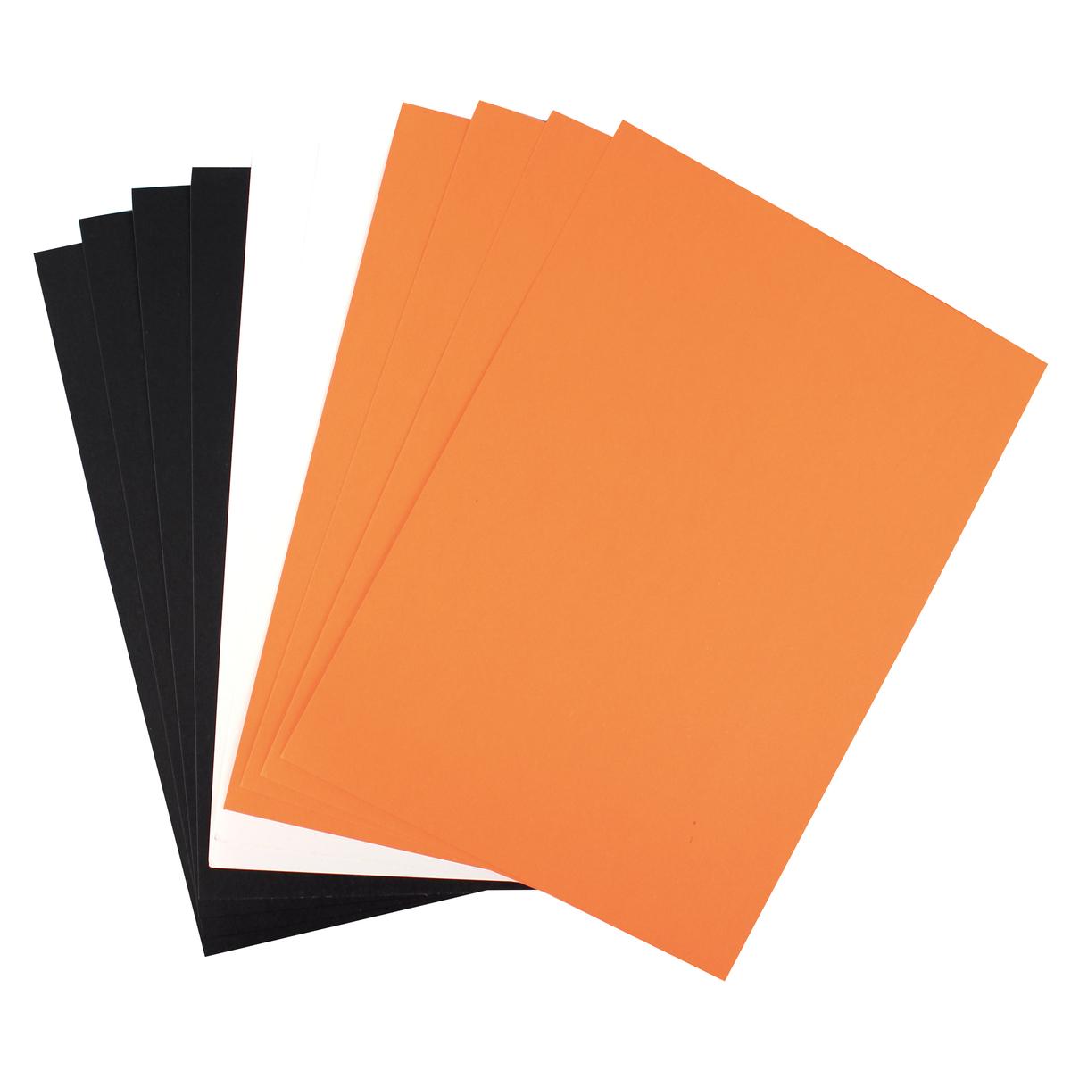 Feuilles de papier noir, orange, blanc A4 220 g x 10 pcs