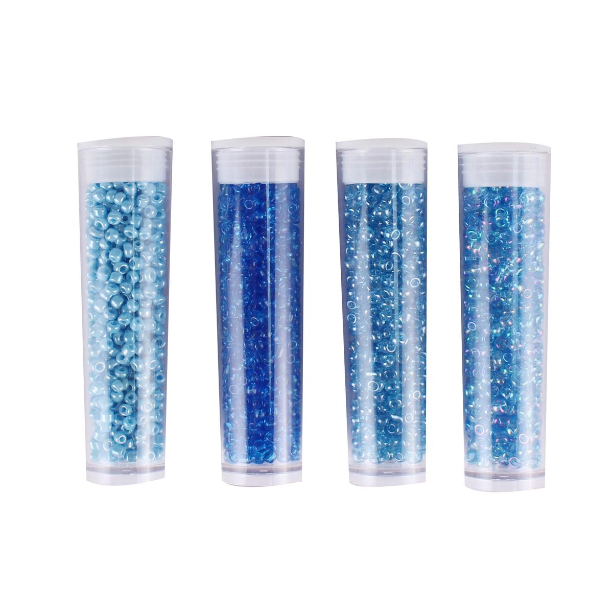 Tubes rocaille bleu clair 8 g x 4 pcs