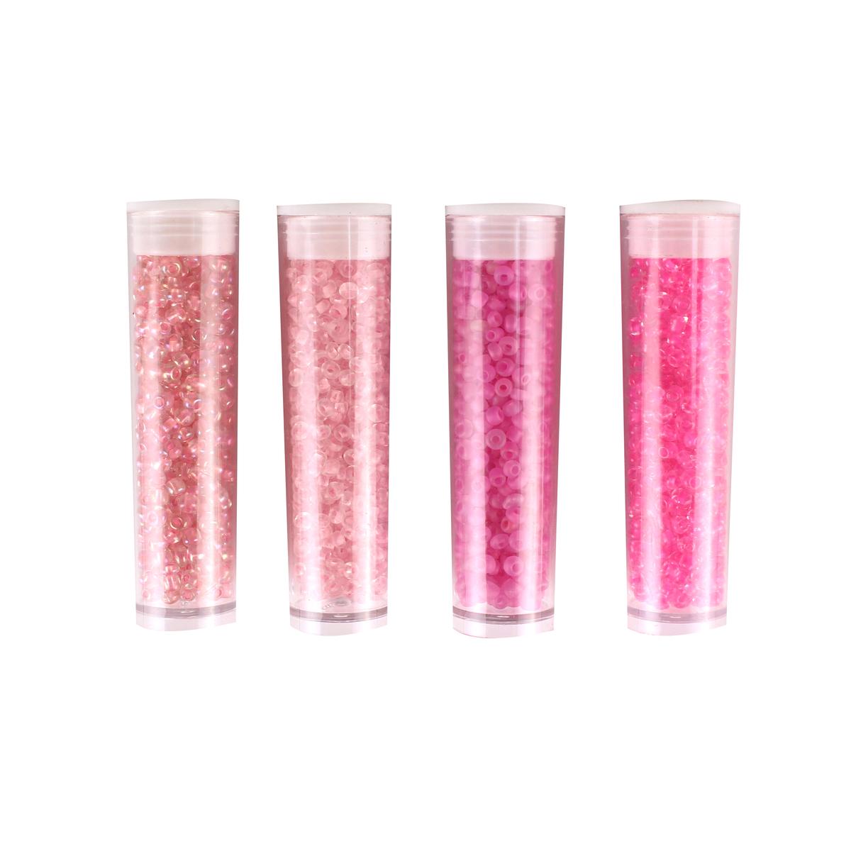 Tubes rocaille rose 8 g x 4 pcs