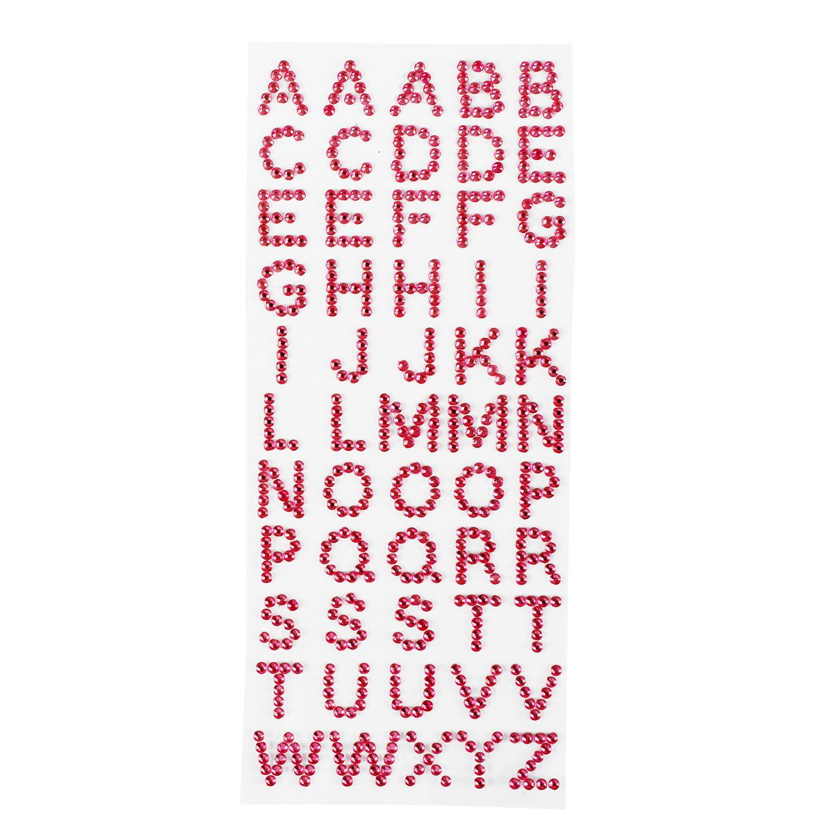 Stickers strass alphabet rose 1,6 cm x 55 pcs