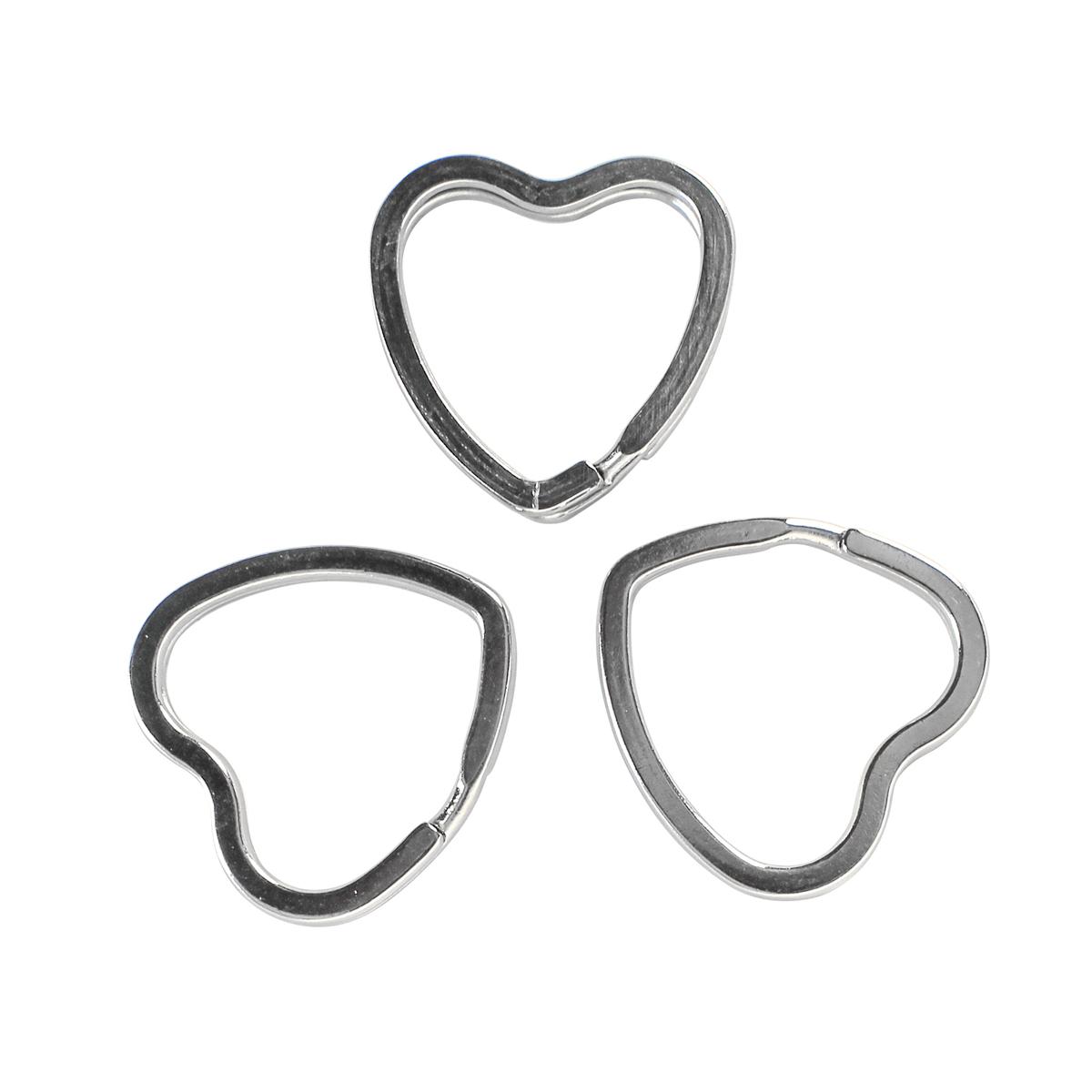 Attaches porte-clés coeur argent 3,5 cm x 6 pcs