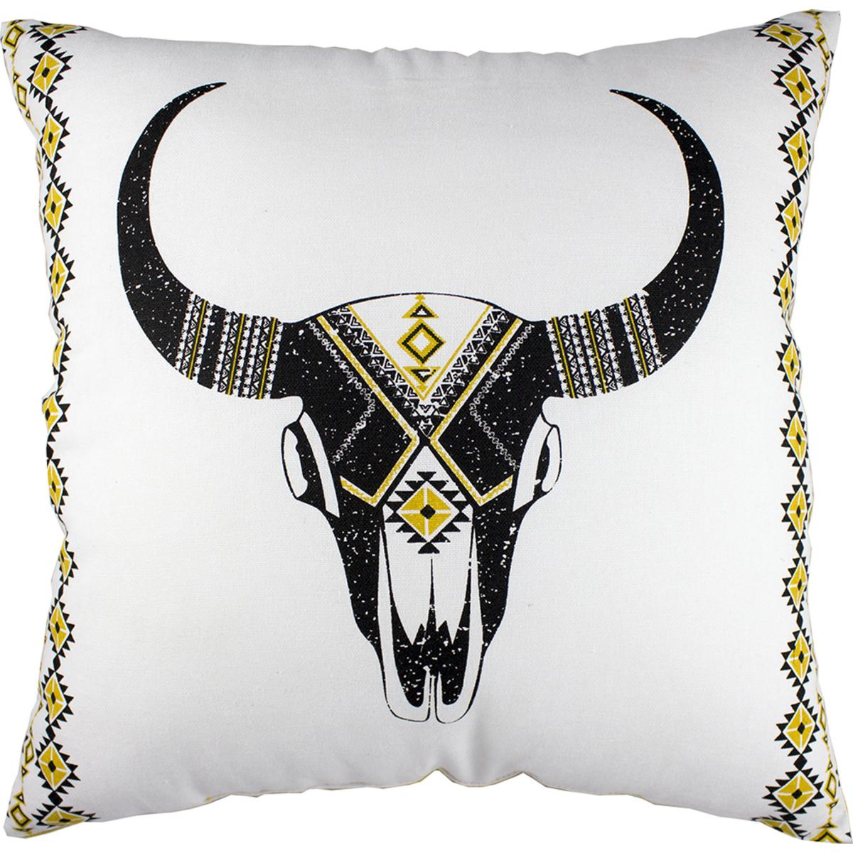 Coussin 40 x 40 cm imprimé boho buffle noir/blanc