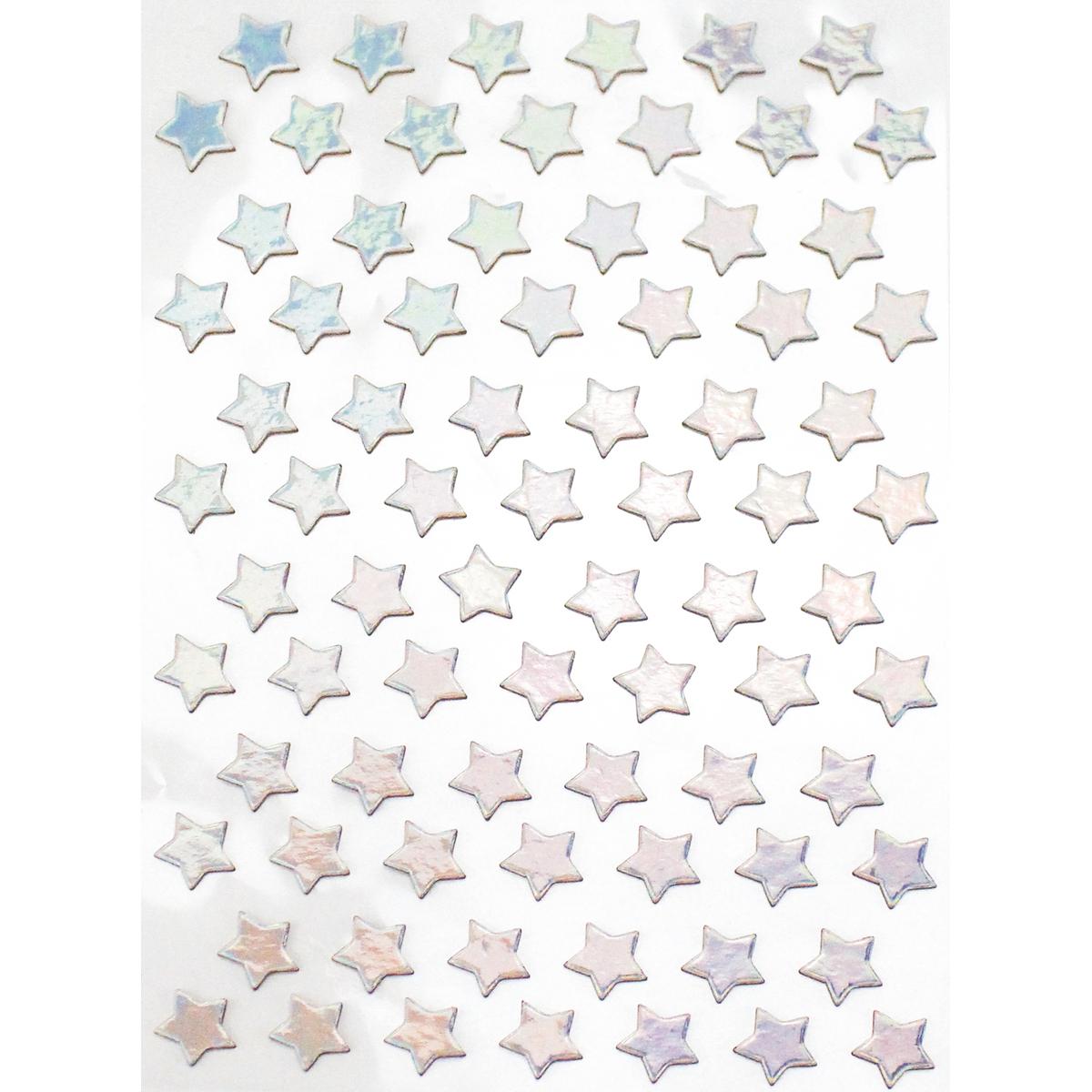 Stickers étoiles effet holographique argenté 1,5 cm x 78 pcs