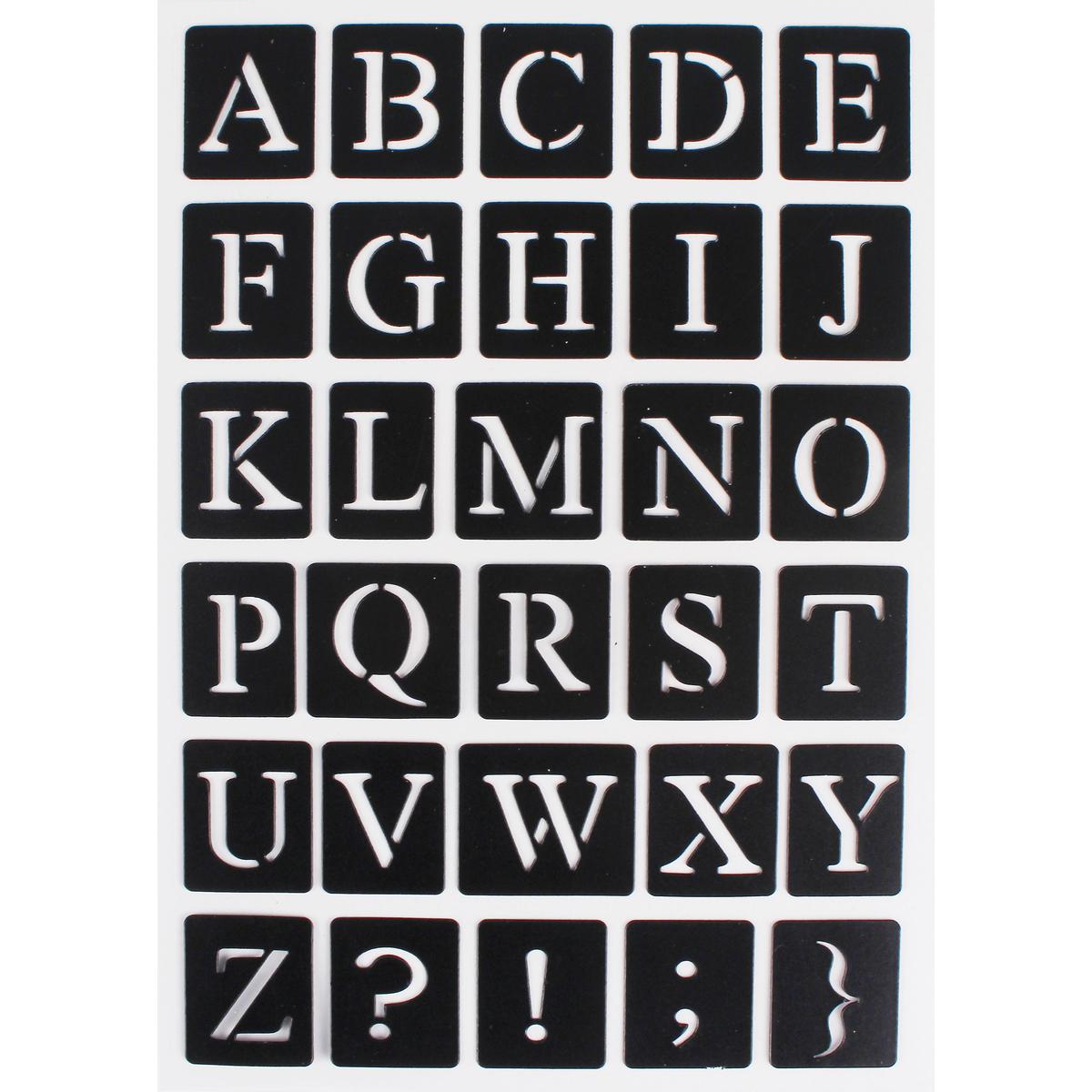 Pochoirs adhésifs alphabet 14 x 20 cm x 30 pcs