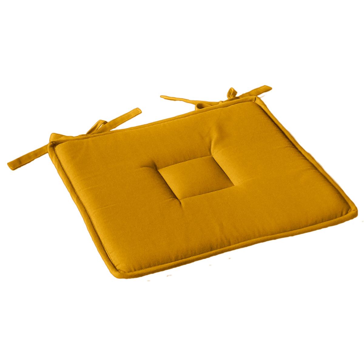 Galette de chaise - 40 x 40 cm - Jaune moutarde