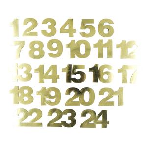 Sticker 3D chiffres de l'Avent, doré, 5 cm x 24 pcs
