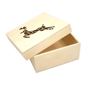 Boîte bois découpe laser, origami renne, 11,3 x 11,3 x 5 cm