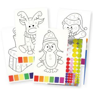 Kit coloriages et gommettes motifs de Noël thème 3 x 4 pcs