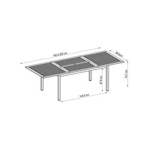 Table extensible Bano - 160 à 250 x 100 x H 75 cm - MOOREA