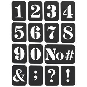 Pochoirs adhésifs chiffres et symboles, 4,7 x 3,2 cm x 15 pcs