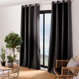 Rideau occultant à œillets - 100% polyester - 140 x 240 cm - Noir