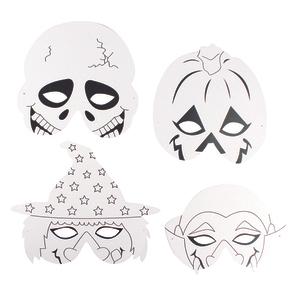 Masques Halloween 1 carton blanc prédessiné 20-25 cm x4