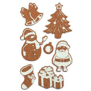 Motifs Noël adhésifs liège imprimé 1,5 à 6 cm x 7 pcs