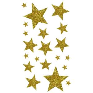 Stickers pailletés étoiles dorées 1 à 5 cm x 20 pcs