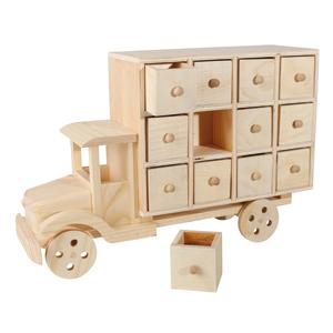 Camion calendrier de l'avent camion bois 24 cases 28,5 x 19 x 9,5 cm