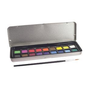 Boîte aquarelle 18 couleurs + 1 pinceau dans boîte métal