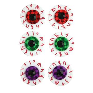 Sticker yeux monstrueux adhésifs vert, rouge, violet 3 cm x 14 pcs