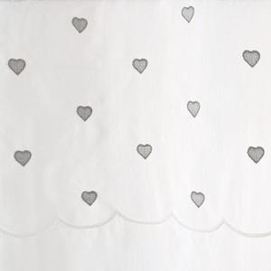 Paire de vitrage droit sable blanc imprimée cœurs gris 2 x 60 x 120 cm