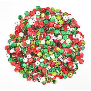 Méga pack sequins rouge, vert, blanc 0,6 cm x 100 g