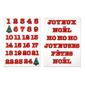 Gommettes numéros de l'Avent + mots de Noël 0,3 à 3 cm x 79