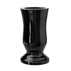 Vase funéraire en pierre- Grès - Hauteur 27 cm - Noir