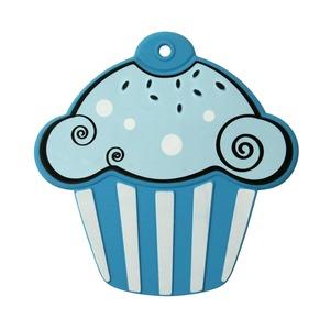 Dessous de plat en silicone en forme de cupcake - 17,5 x 17,5 cm - Bleu