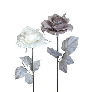 Rose pailletée XXL - Polyester - 110 cm - Blanc ou marron taupe