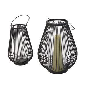 Photophore lanterne filaire - Acier - Ø 16 cm x H 25 cm - Noir