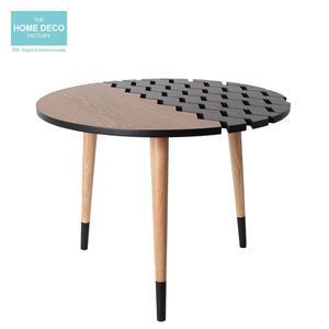 Table ronde bimatière style industriel - Différents modèles - ø 75 x H 45.5 cm - Marron, noir