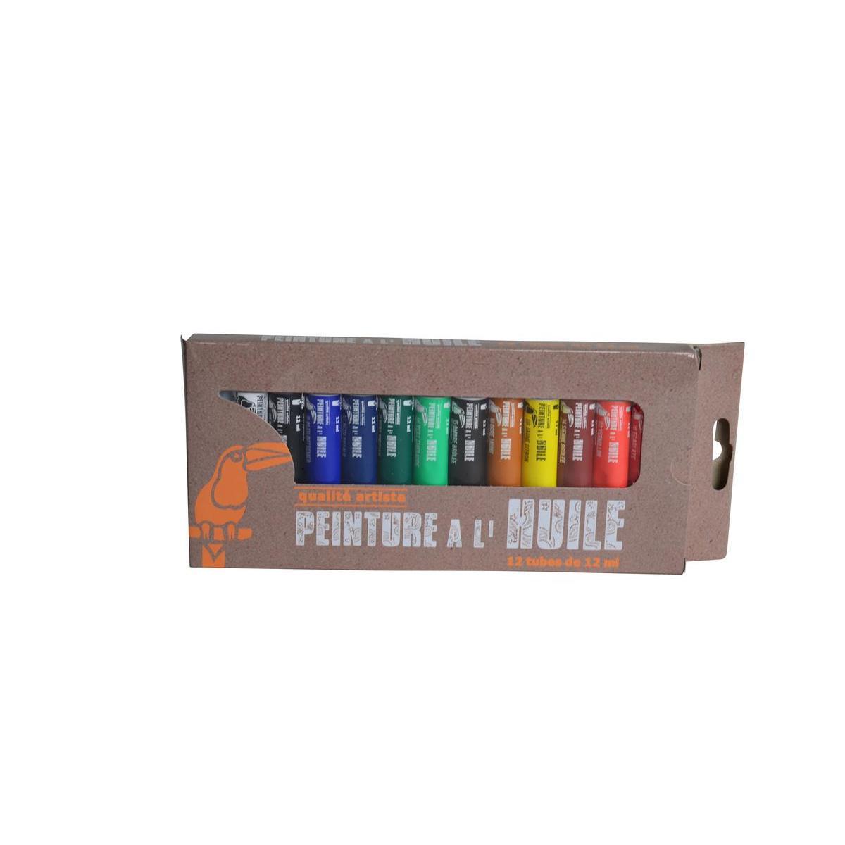 Lot de 12 tubes de peinture à l'huile - 12 x 12 ml - Multicolore